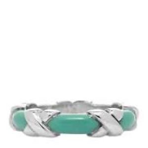Tiffany & Co Sterling Silver Enamel Signature X Ring Blue